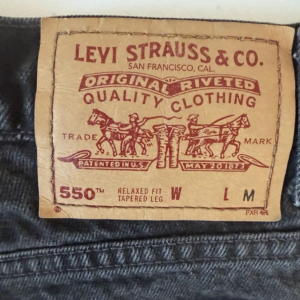 Vintage 90s Levi’s 550 Black Relaxed Taper Jeans 34x29 (Tag 18) Baggy Skater Fit